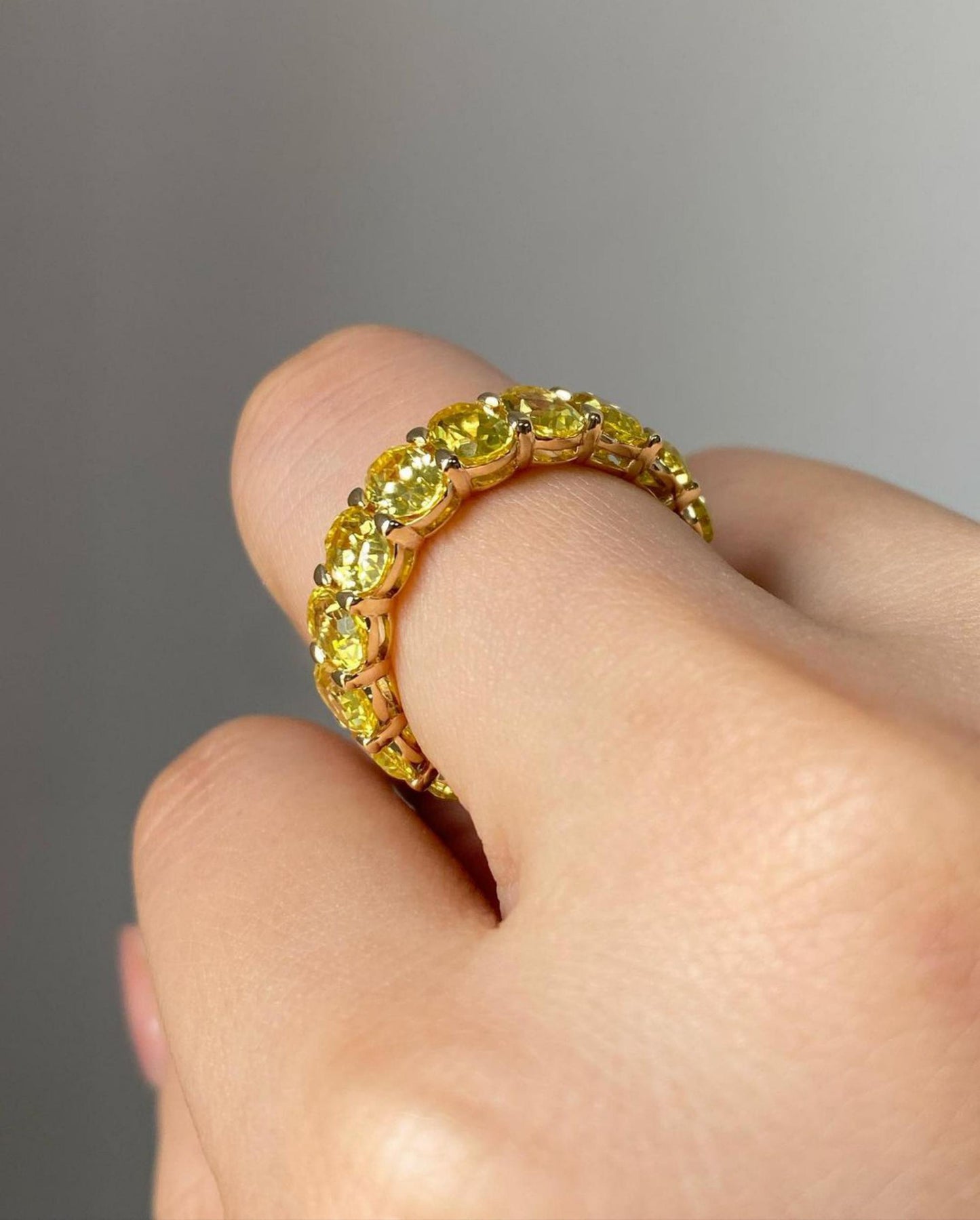 Genuine Yellow Citrine Eternity Ring