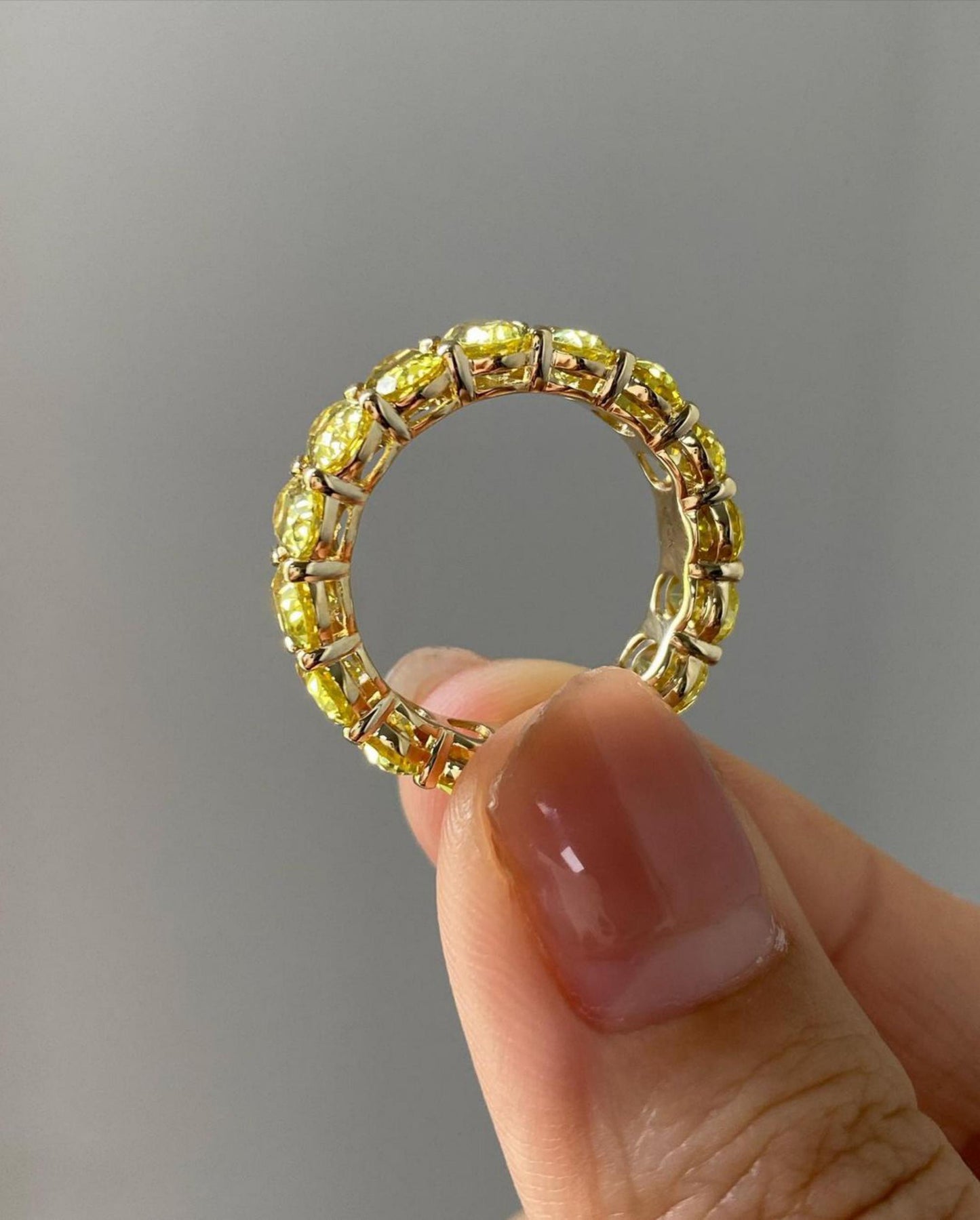 Genuine Yellow Citrine Eternity Ring