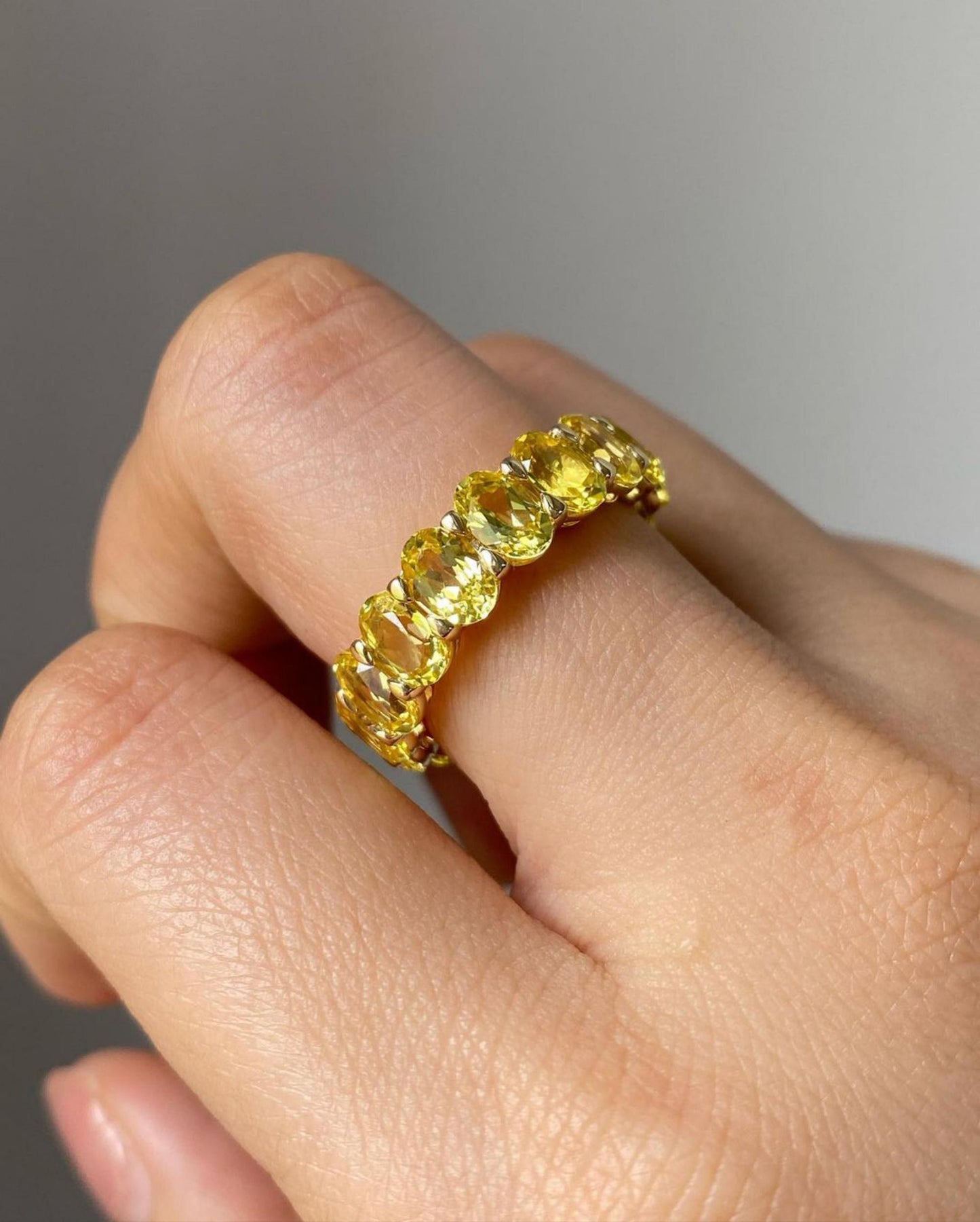 Genuine Yellow Citrine Eternity Ring