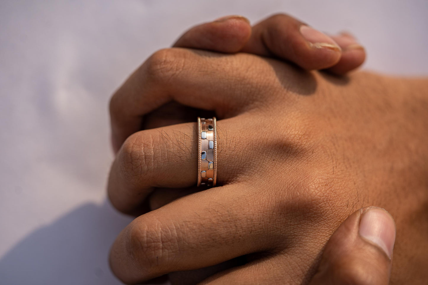14k & 18K Two Tone Rose Gold and White Gold Wedding Band