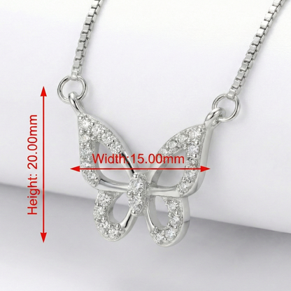 0.050ct Lab-Grown Butterfly Necklace Dainty Pendant