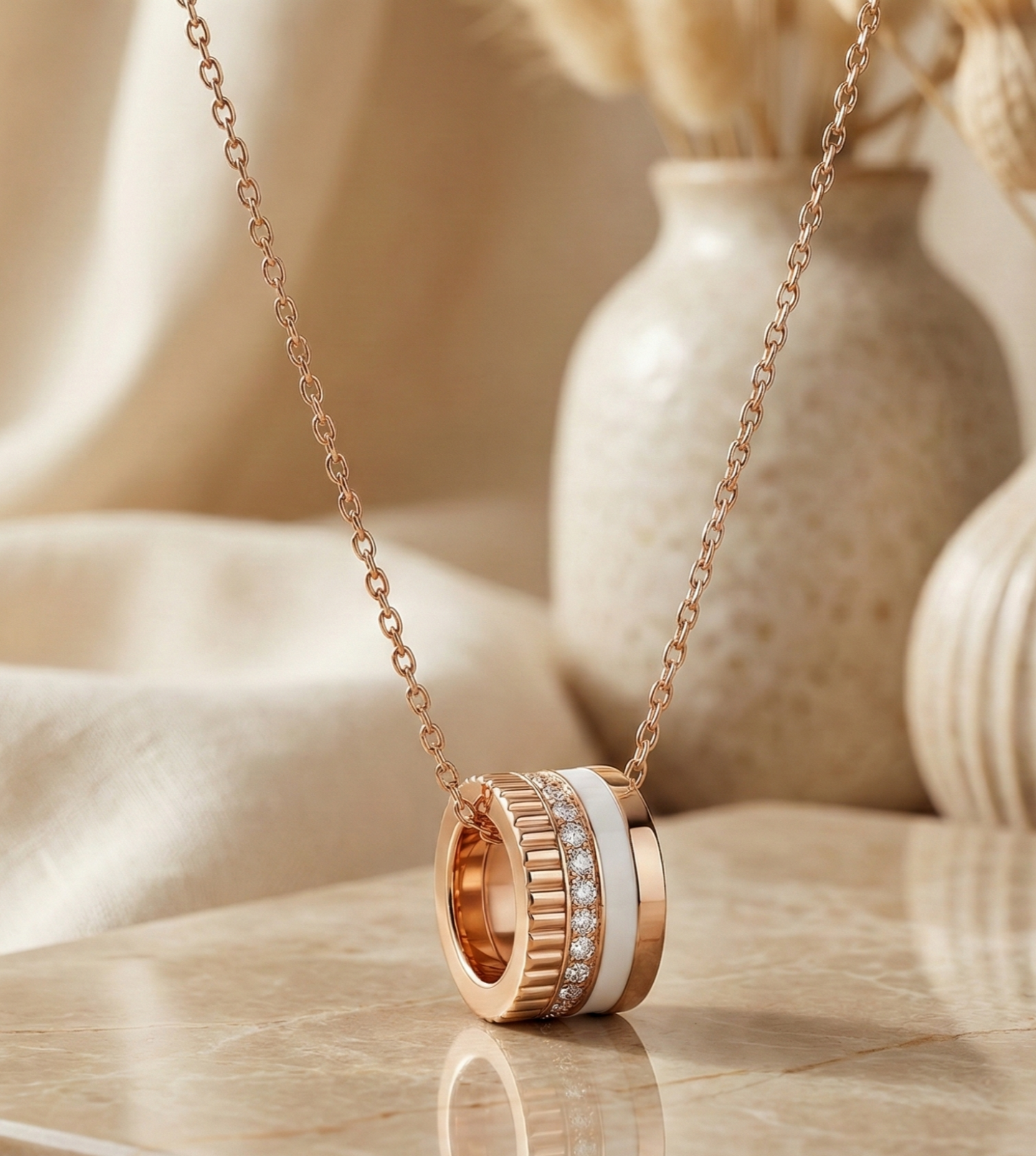 Moissanite Chain Necklace 14K Gold Pendant Necklace