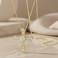 1.00ct Lab-Grown Cross Necklace Dainty Gold Pendant