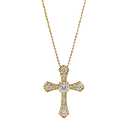 1.00ct Lab-Grown Cross Necklace Dainty Gold Pendant