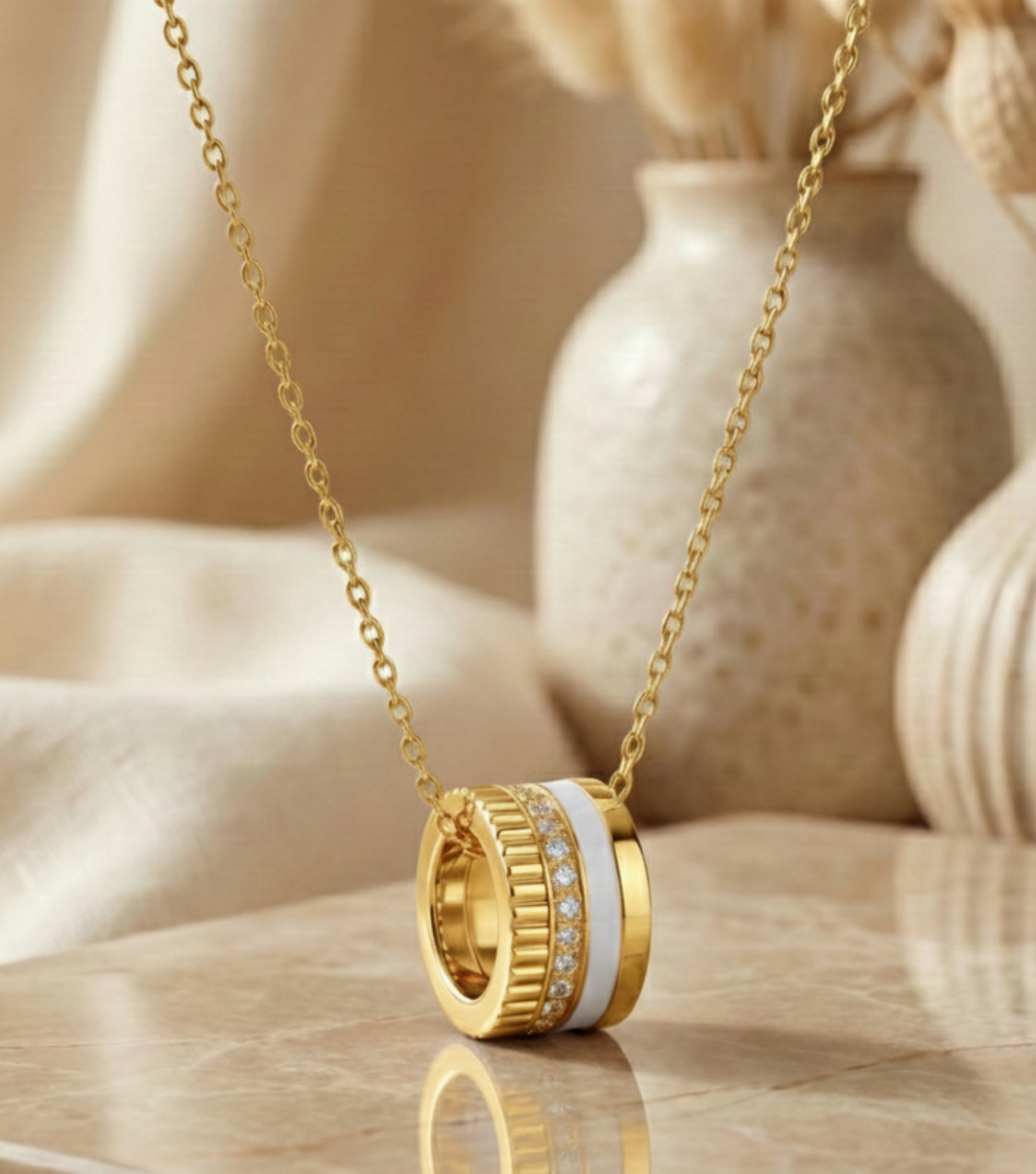 Moissanite Chain Necklace 14K Gold Pendant Necklace