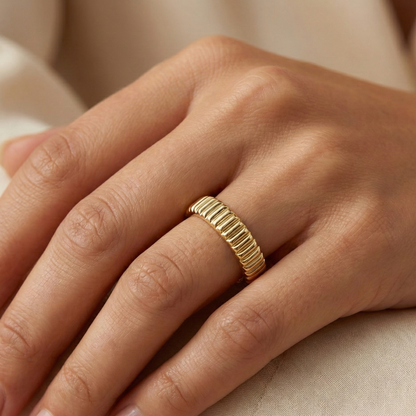 ribbed gold ring