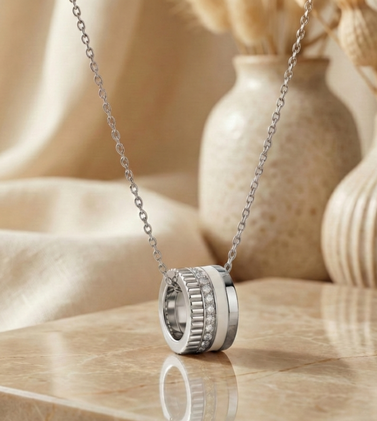 Moissanite Chain Necklace 14K Gold Pendant Necklace