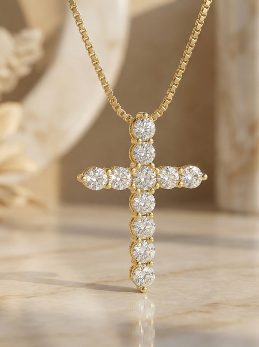 1.100 ct Moissanite Cross Necklace - Alternative Cross Pendant