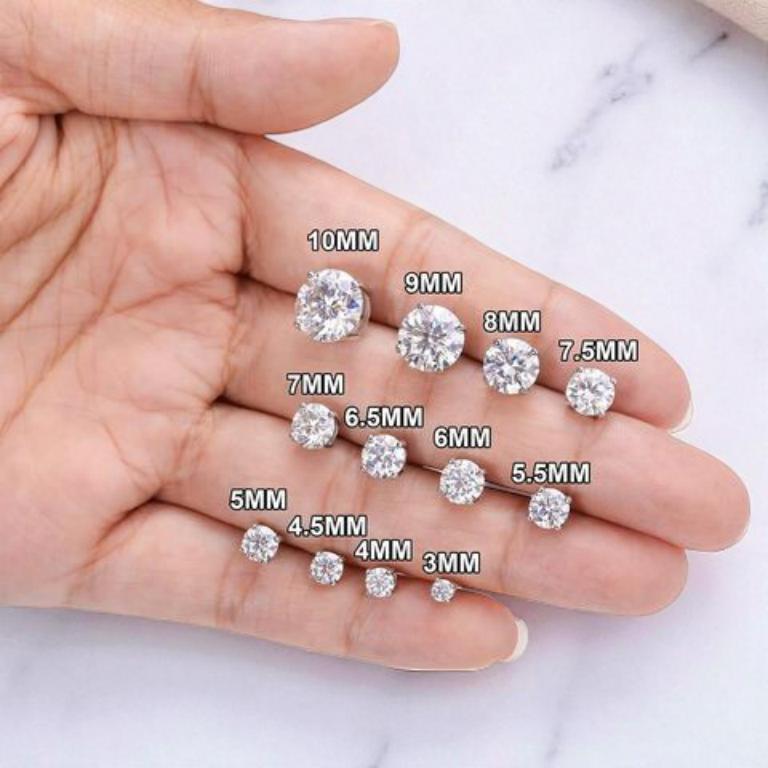 Real Moissanite Stud Earrings • 92.5 Sterling Silver Sparkling Studs