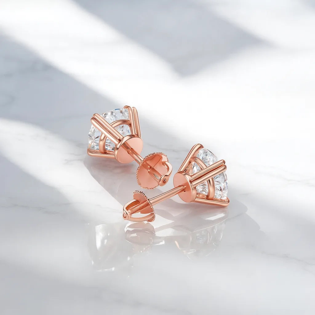 2.50 Carat Round Cut Solitaire Lab Grown Diamond Stud Earrings
