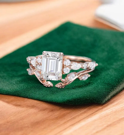 2.30 ct Emerald Lab-Grown Diamond Three-Stone Engagement Ring