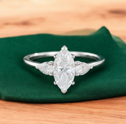 1.300 ct Vintage Marquise Lab Grown Diamond Engagement Ring