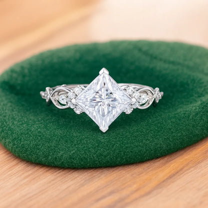 1 ct Princess Lab Diamond Twist Engagement Ring