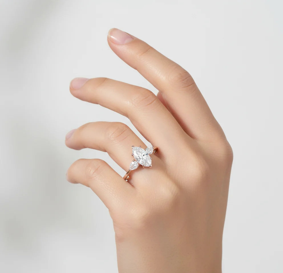 1.300 ct Vintage Marquise Lab Grown Diamond Engagement Ring