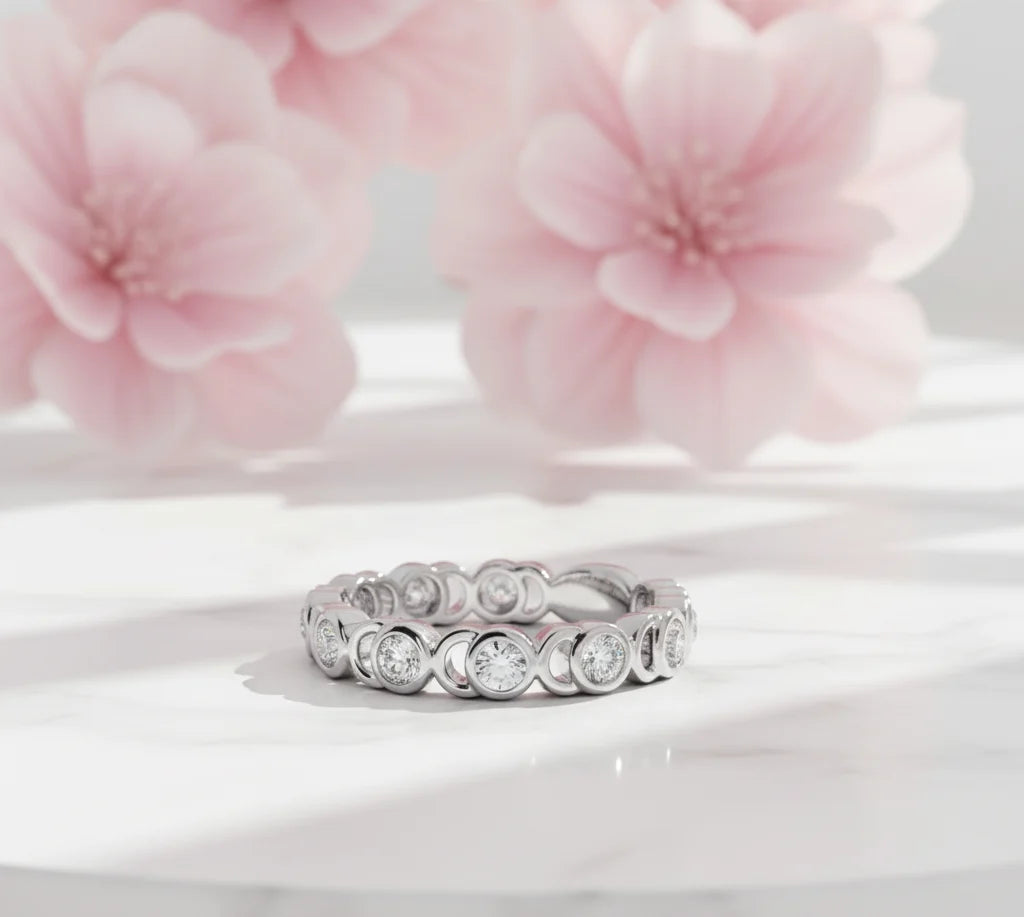 14K Gold Bezel Lab Diamond Eternity Ring