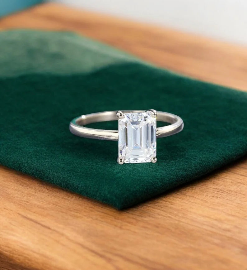 1.75 ct Emerald Lab Diamond Engagement Ring