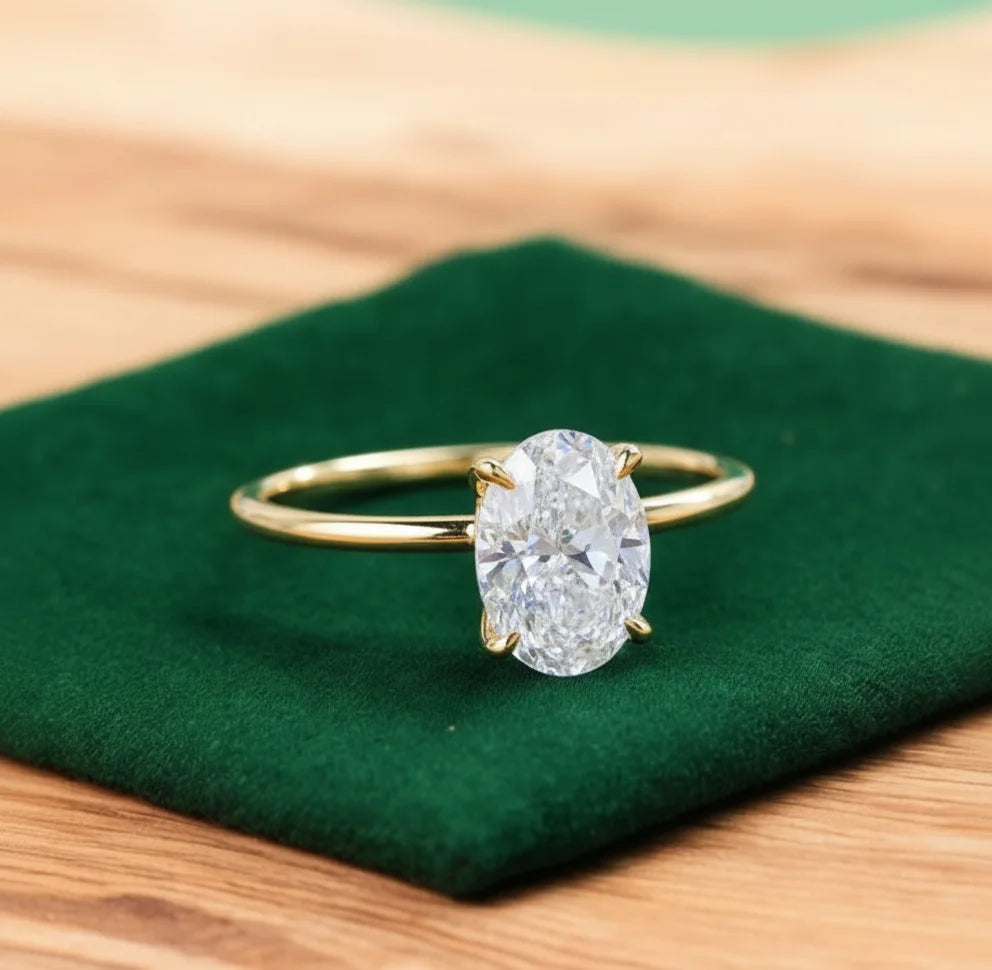 2.065 ct Oval Lab-Grown Diamond Ring – Solid Yellow Gold