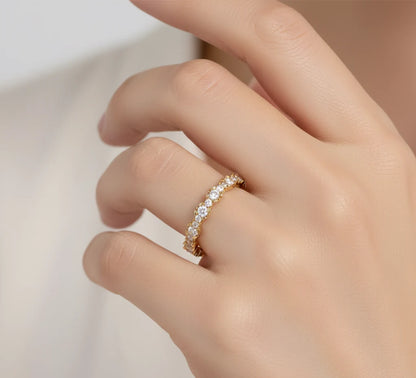 14K Solid Gold Lab-Grown Eternity Band – Elegant Wedding Ring