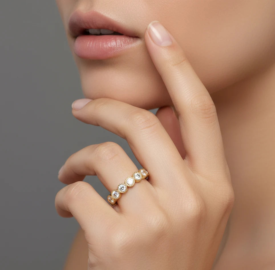 14K Gold Half-Eternity Band | Lab-Grown Diamonds