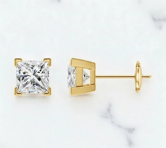 1/3ct Princess Cut Lab Grown Diamond Stud Earrings