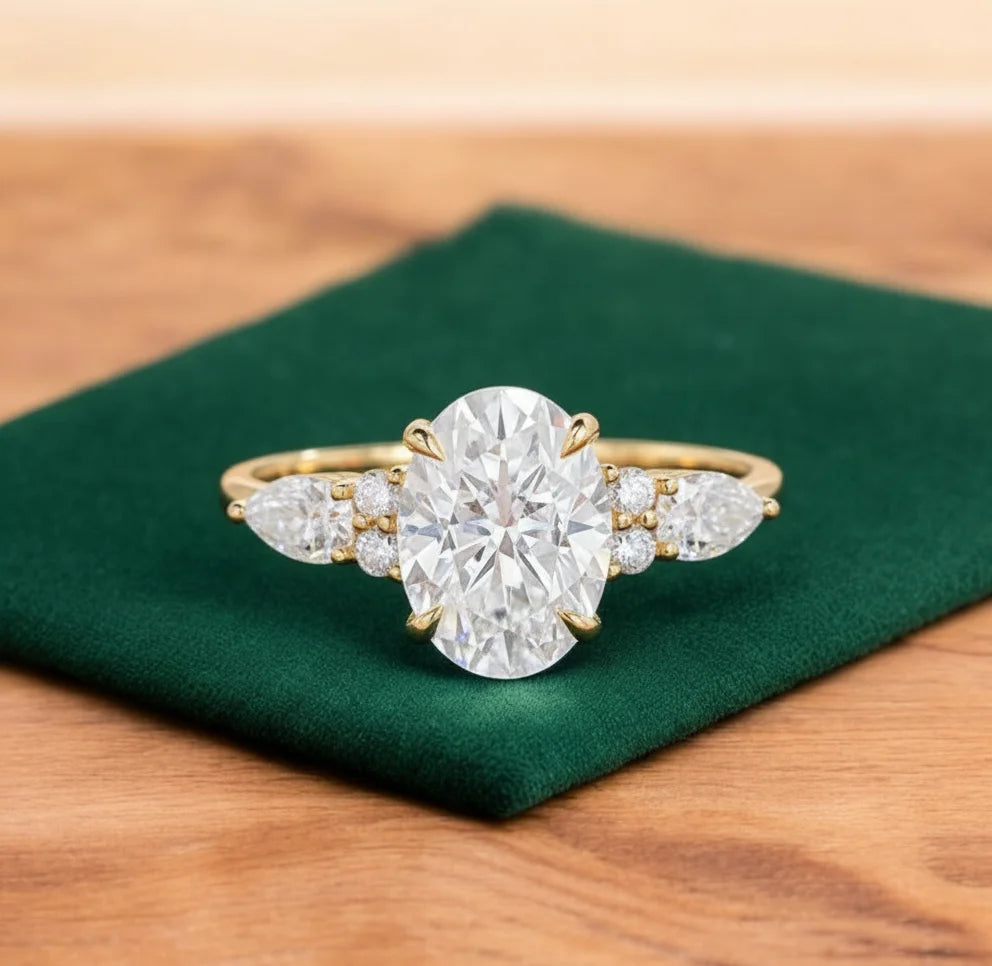 2.5 ct Oval Lab-Grown Diamond Three-Stone Vintage Ring