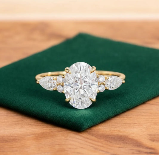 2.5 ct Oval Lab-Grown Diamond Three-Stone Vintage Ring