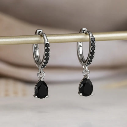 Black Lab‑Grown Diamond Hoop Earrings – 14K Yellow Gold