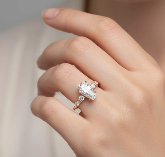 2ct Lab-Grown Coffin Diamond Ring for Unique Brides