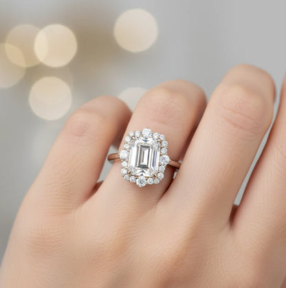 3.50 ct Emerald Lab-Grown Engagement Ring – Vintage Yellow Gold