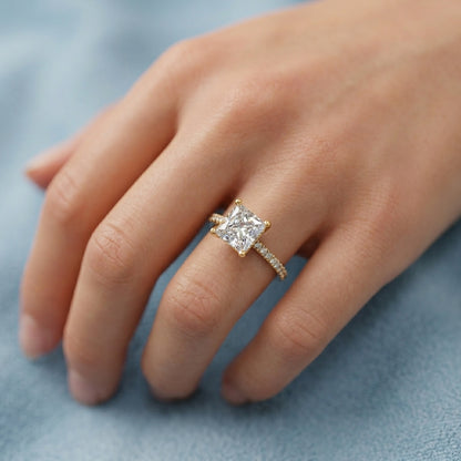 2.150 CT Princess Cut Lab Grown Diamond Engagement Ring, Solitaire Diamond Ring