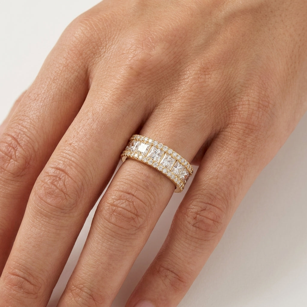 6.780 ct Princess Cut Lab Grown Diamond Full Eternity Wedding Band Ring