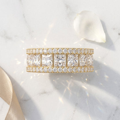 6.780 ct Princess Cut Lab Grown Diamond Full Eternity Wedding Band Ring