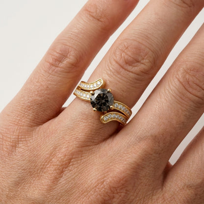 1.150ct Round Cut Lab Grown Black Diamond Engagement Ring