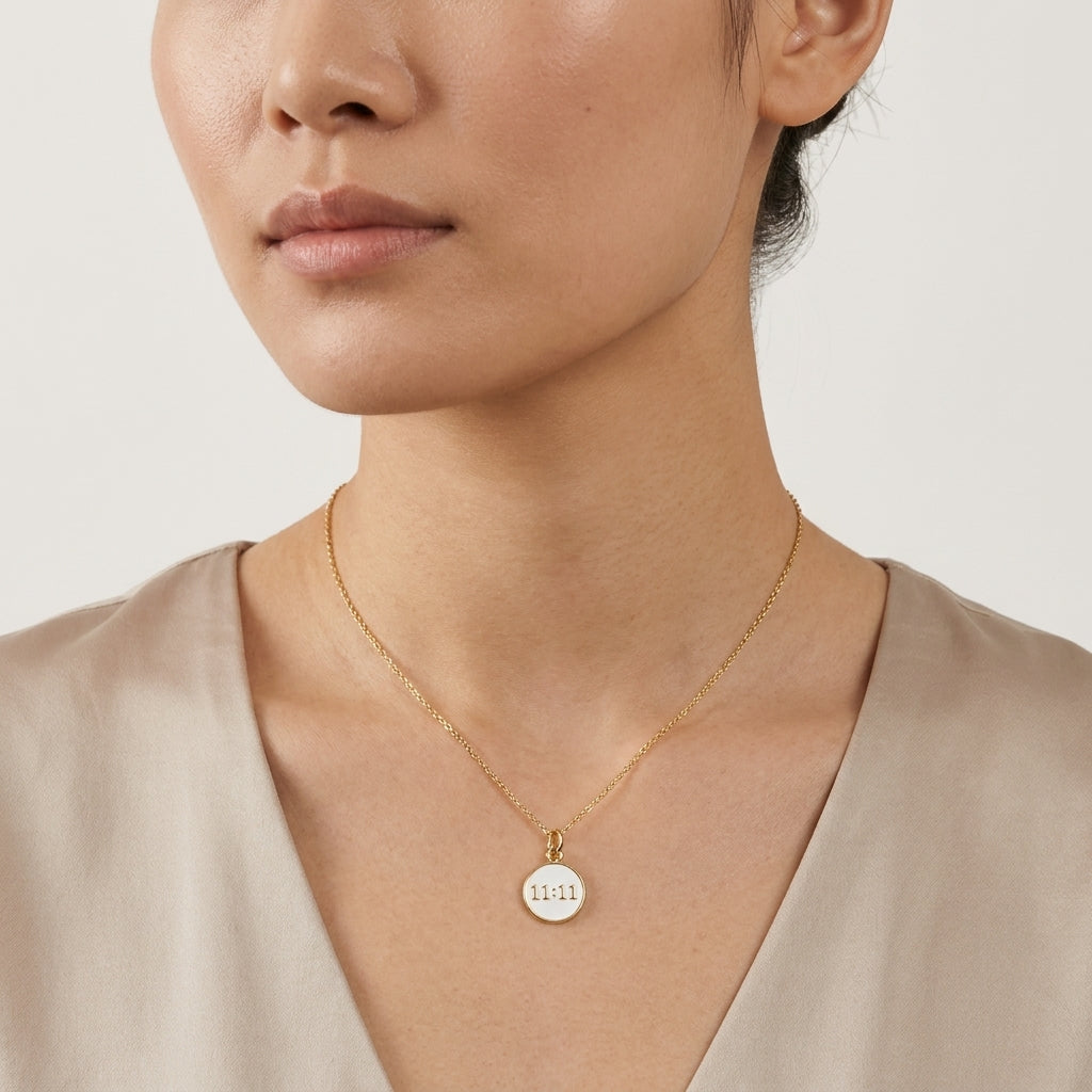 11:11 Angel Number Pendant Necklace, Manifestation Necklace 14K Gold