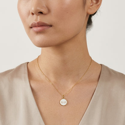 11:11 Angel Number Pendant Necklace, Manifestation Necklace 14K Gold