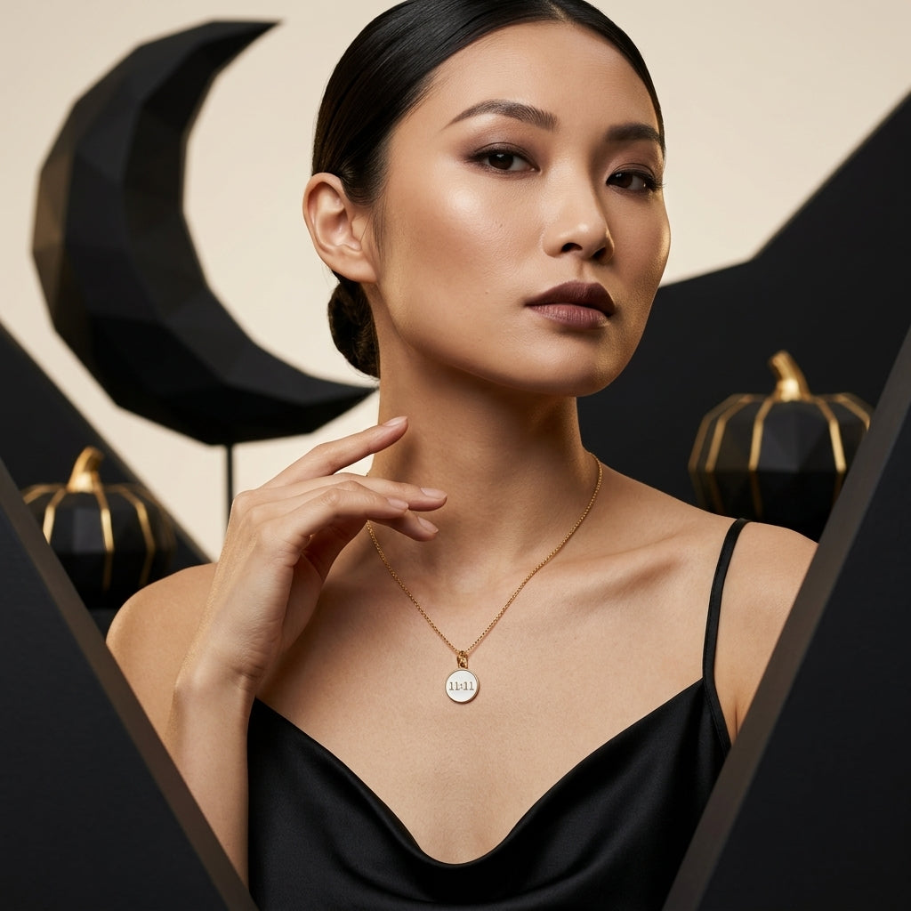 11:11 Angel Number Pendant Necklace, Manifestation Necklace 14K Gold