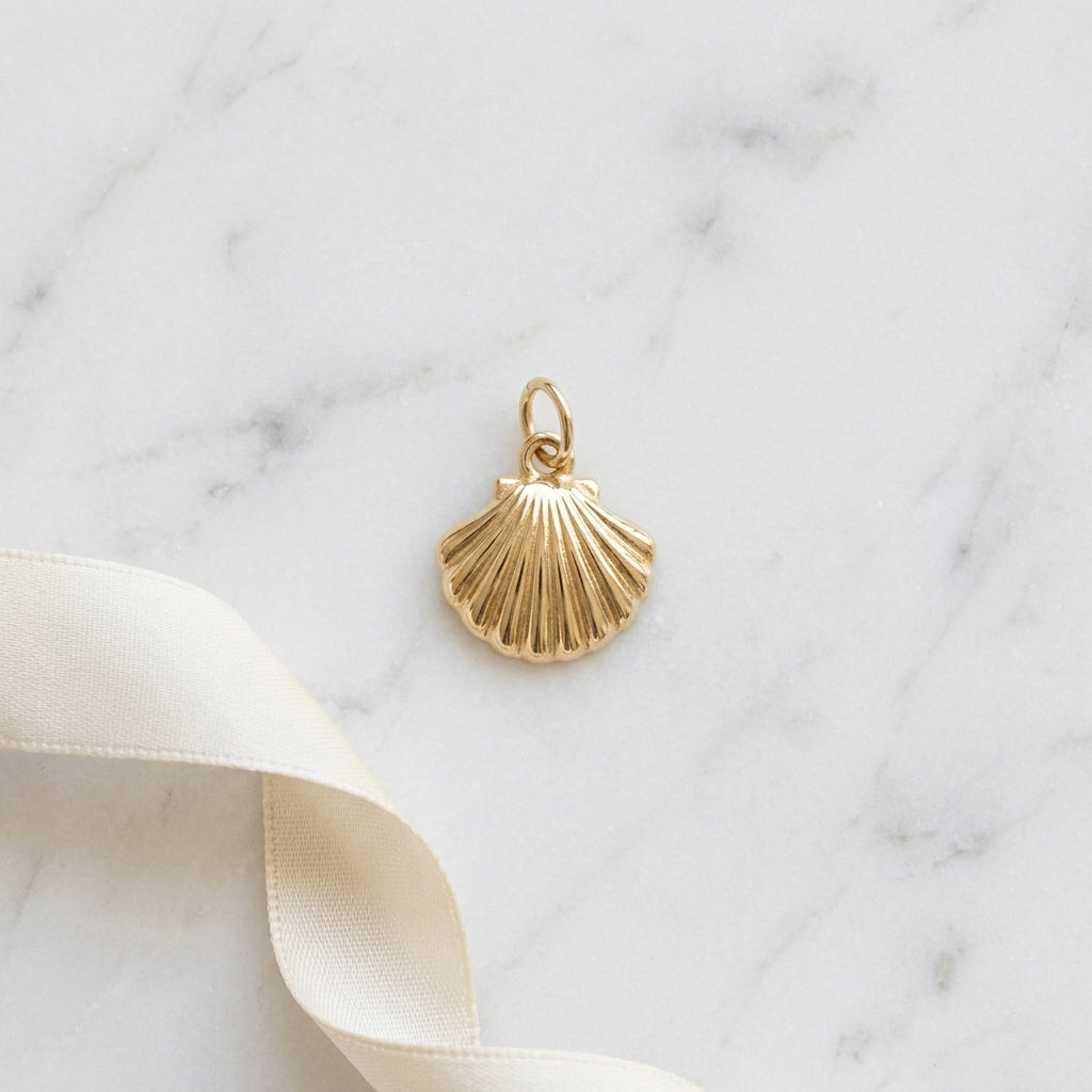 Seashell Pendant Necklace, 14K Gold Shell Necklace