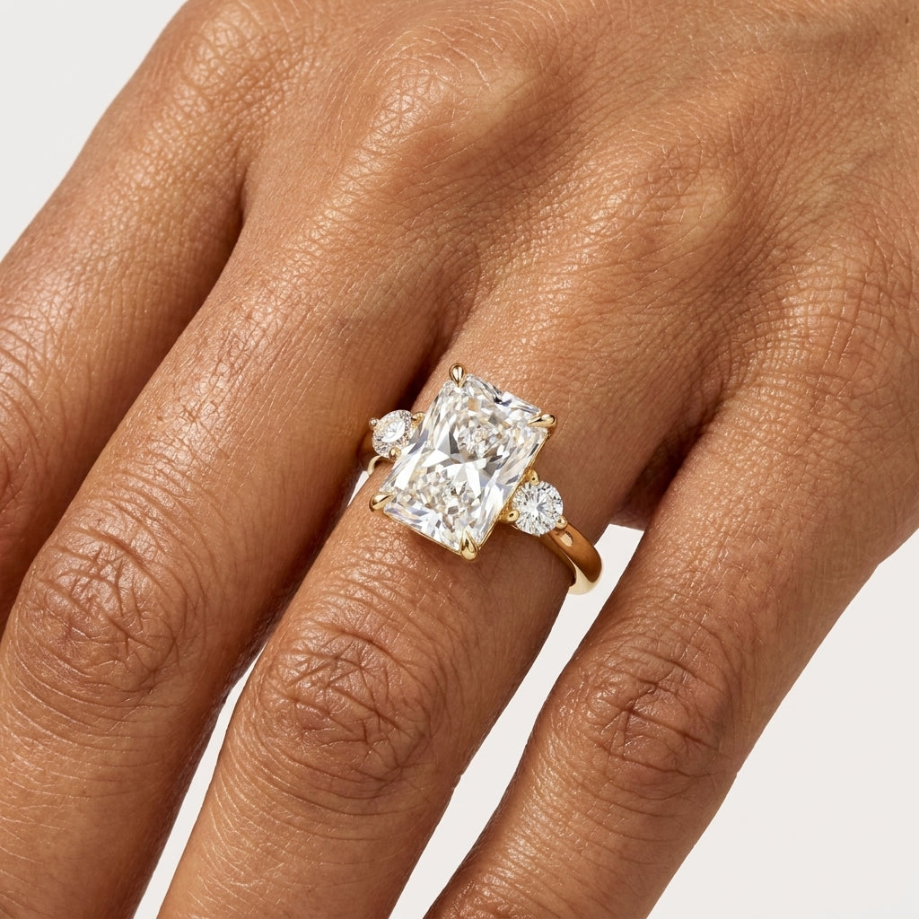 2.40 CT Radiant Lab Grown Diamond Three Stone Engagement Ring