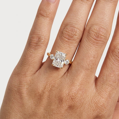 2.40 CT Radiant Lab Grown Diamond Three Stone Engagement Ring