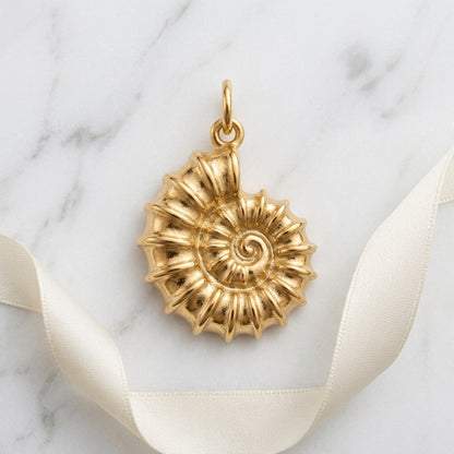14K Gold Nautilus Shell Necklace - Spiral Shell Pendant