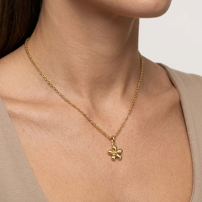 14k Gold Flower Charm Dainty Floral Pendant Necklace