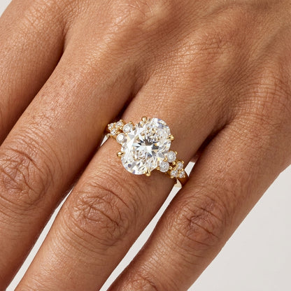 2.220 CT Oval Cut Lab Grown Diamond Cluster Engagement Ring