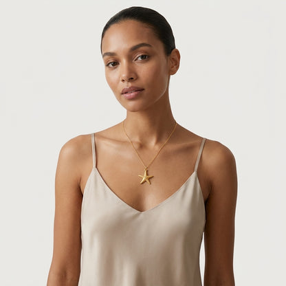 14k Gold Gold Starfish Beach Charm Necklace
