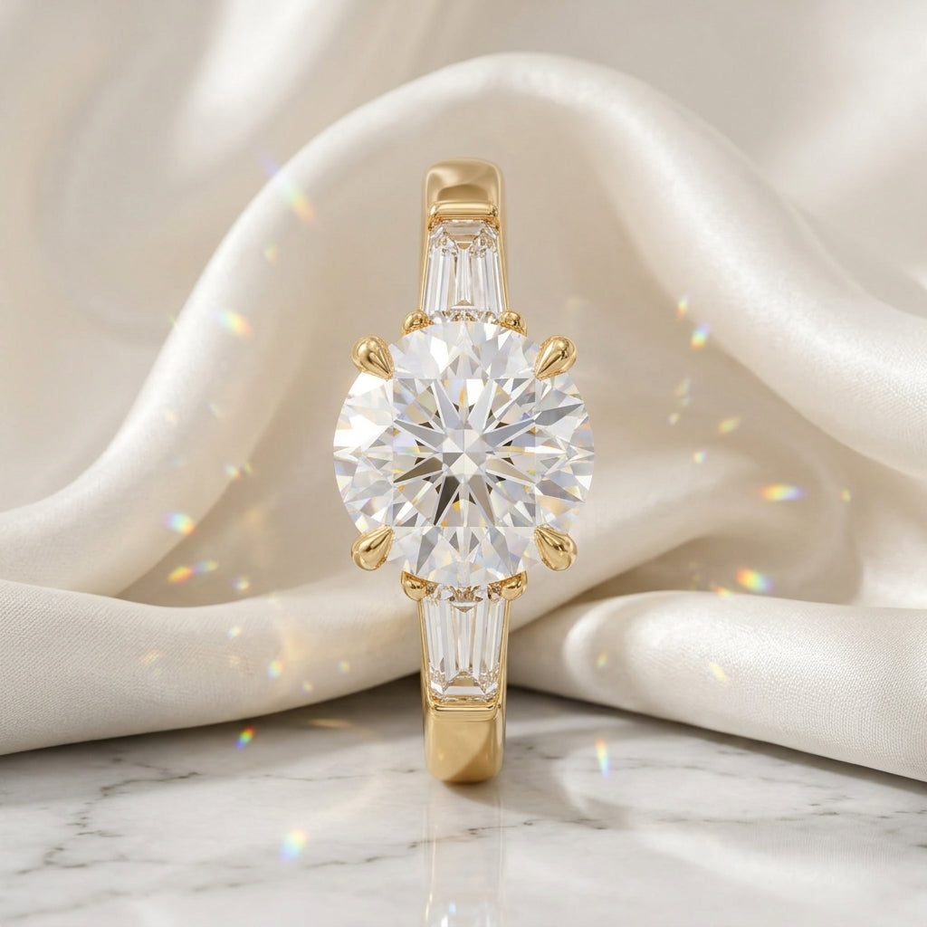 2.60 CT Round Cut Lab Grown Diamond Three Stone Engagement Ring