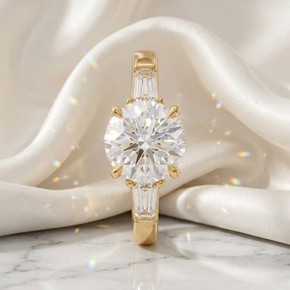 2.60 CT Round Cut Lab Grown Diamond Three Stone Engagement Ring