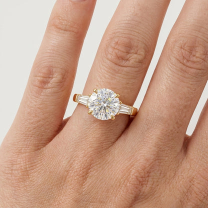2.60 CT Round Cut Lab Grown Diamond Three Stone Engagement Ring