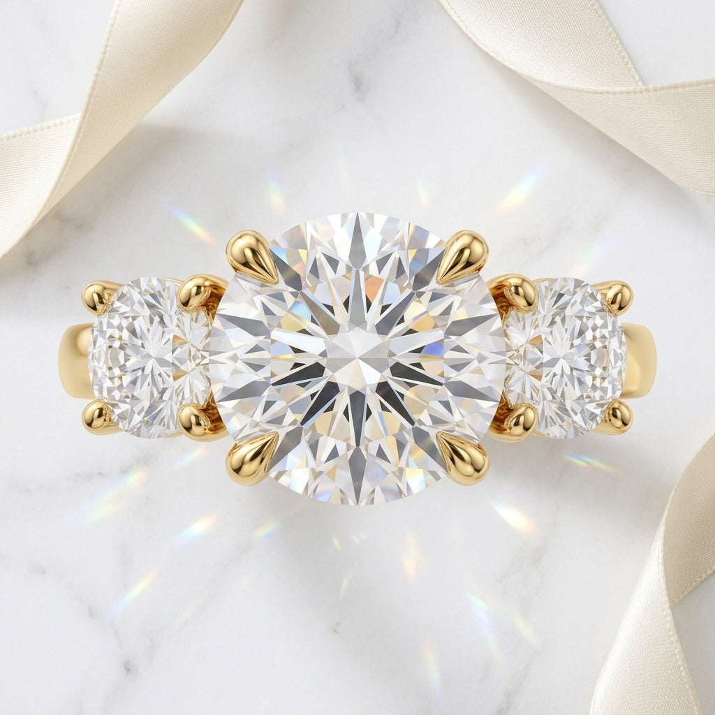 2.80 CT Round Lab Diamond Three Stone Engagement Ring