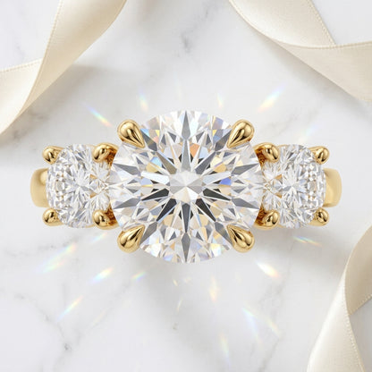 2.80 CT Round Lab Diamond Three Stone Engagement Ring
