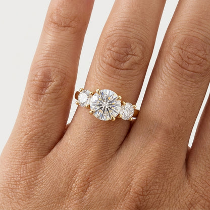 2.80 CT Round Lab Diamond Three Stone Engagement Ring