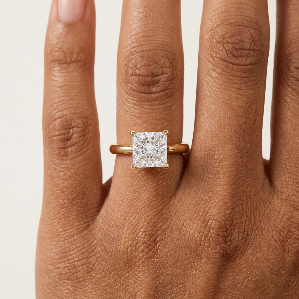 1.00CT Princess Cut Lab Grown Diamond Engagement Ring